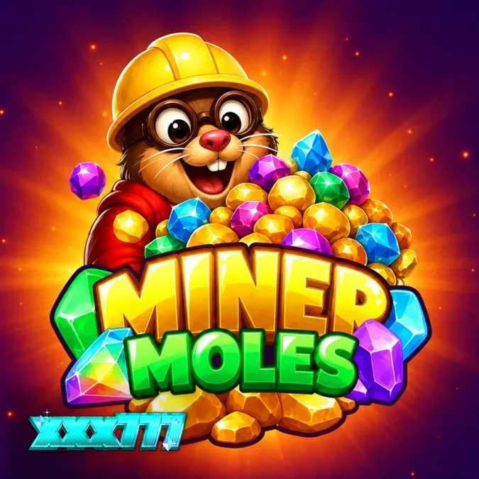 Tampilan visual grid 6x6 pada slot Miner Moles dengan tema pertambangan kartun